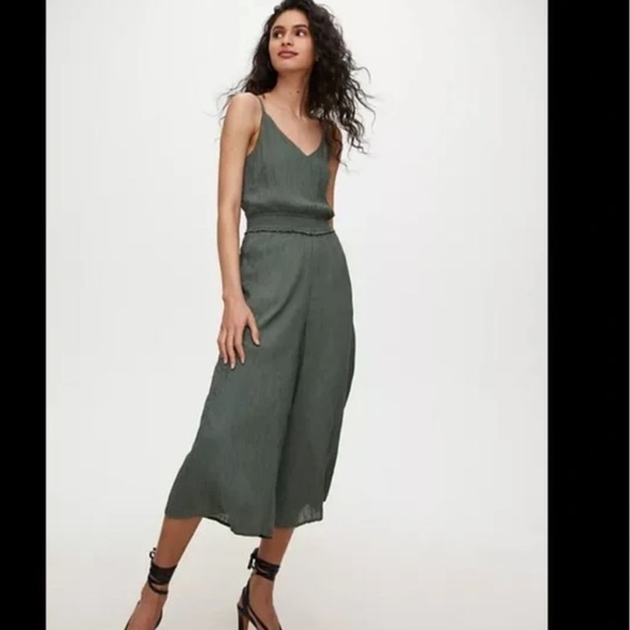 Aritzia Wilfred Irene Lace Trim Wide Leg Jumpsuit - Picture 1 of 5